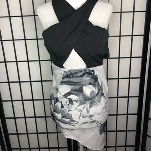 Asymmetrical Dress, HalterNeck Dress, Cut Out Dress, Mini Dress, Floral Dress